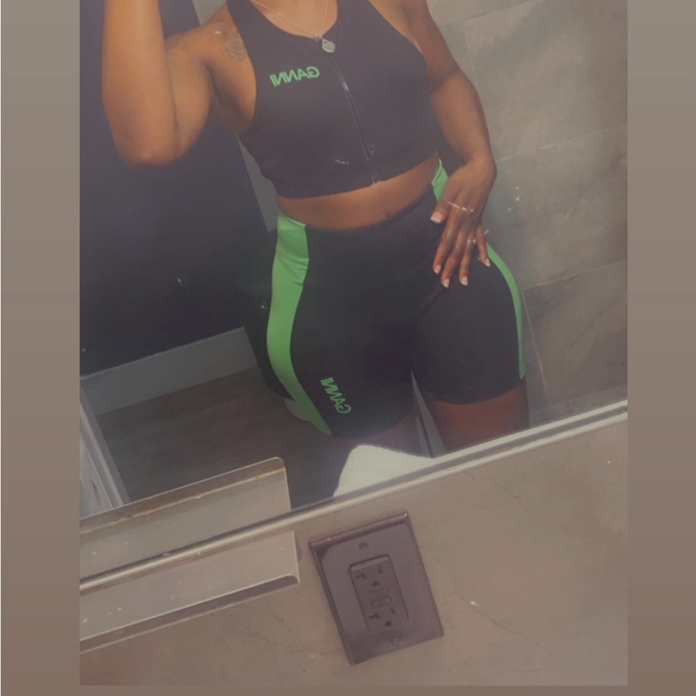 Ganni two piece biker set worn once .very stretchy material